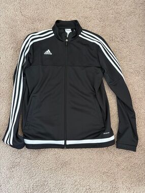 adidas Black Track Jacket with White Stripes